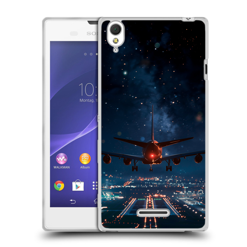 Силиконовый чехол на Sony Xperia T3 с принтом самолет Силиконовый чехол на Sony Xperia T3 с принтом самолет