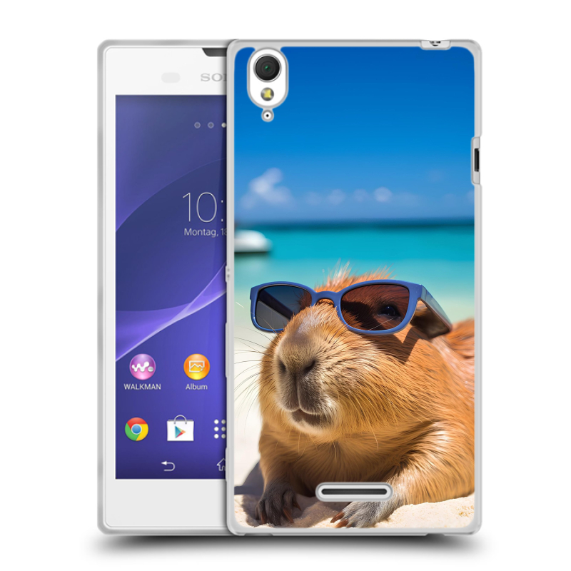 Силиконовый чехол на Sony Xperia T3 с принтом Капибара Силиконовый чехол на Sony Xperia T3 с принтом Капибара