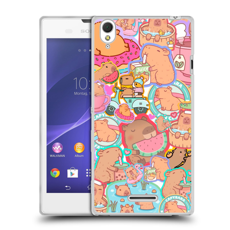 Силиконовый чехол на Sony Xperia T3 с принтом капибары Силиконовый чехол на Sony Xperia T3 с принтом капибары