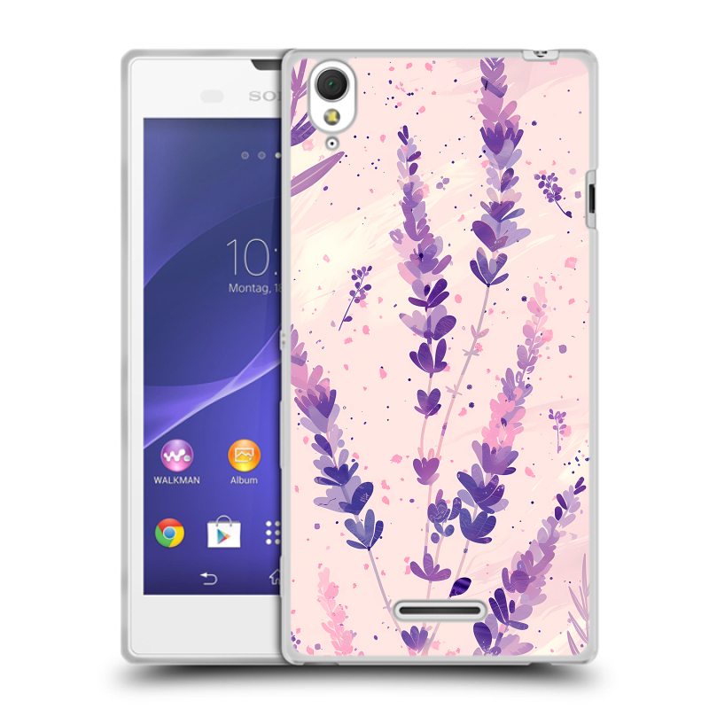Силиконовый чехол на Sony Xperia T3 с принтом цветы лаванда Силиконовый чехол на Sony Xperia T3 с принтом цветы лаванда
