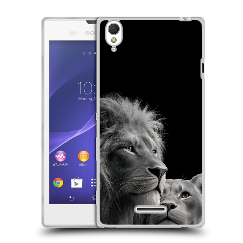 Силиконовый чехол на Sony Xperia T3 с принтом Лев кошки Силиконовый чехол на Sony Xperia T3 с принтом Лев кошки