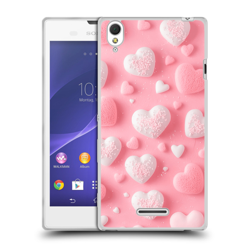 Силиконовый чехол на Sony Xperia T3 с принтом Сердечки Силиконовый чехол на Sony Xperia T3 с принтом Сердечки