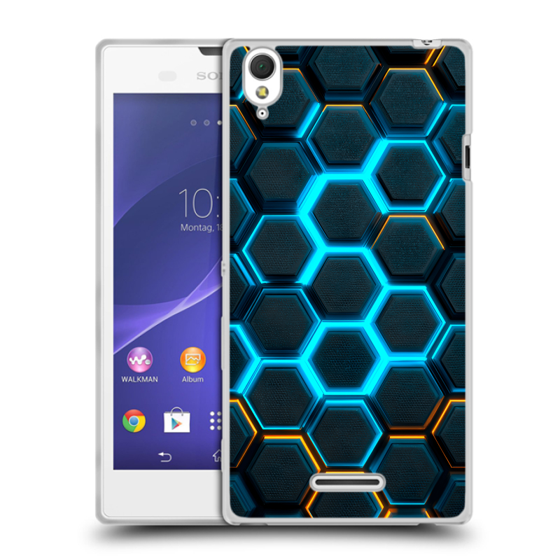 Силиконовый чехол на Sony Xperia T3 с принтом Неоновые соты Силиконовый чехол на Sony Xperia T3 с принтом Неоновые соты