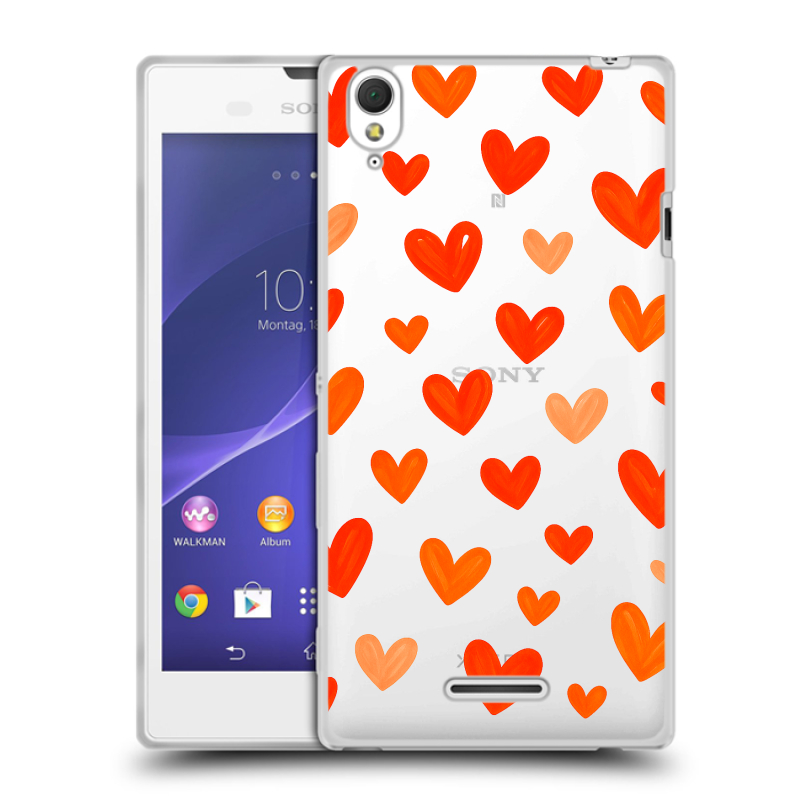Силиконовый чехол на Sony Xperia T3 с принтом Сердечки Силиконовый чехол на Sony Xperia T3 с принтом Сердечки