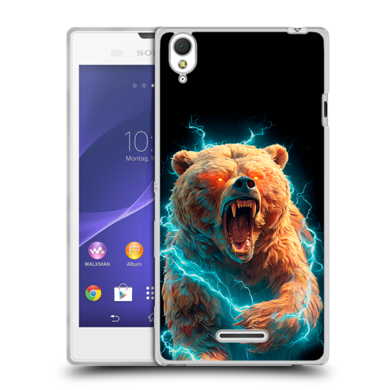 Силиконовый чехол на Sony Xperia T3 с принтом Медведь Силиконовый чехол на Sony Xperia T3 с принтом Медведь