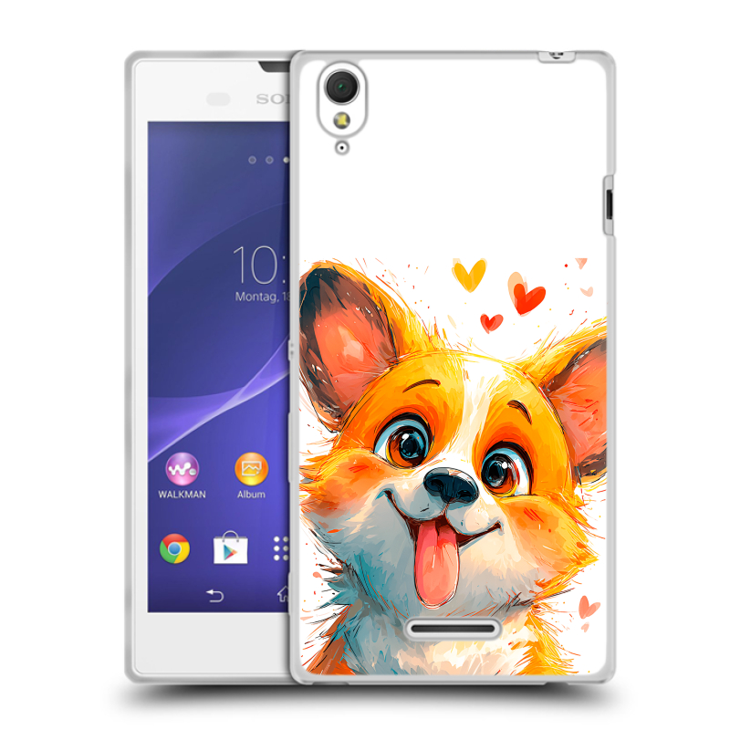 Силиконовый чехол на Sony Xperia T3 с принтом корги Силиконовый чехол на Sony Xperia T3 с принтом корги