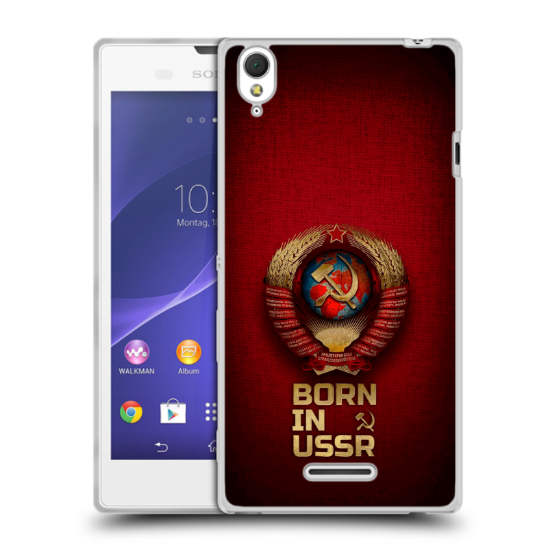 Силиконовый чехол на Sony Xperia T3 с принтом Флаг Герб СССР Силиконовый чехол на Sony Xperia T3 с принтом Флаг Герб СССР