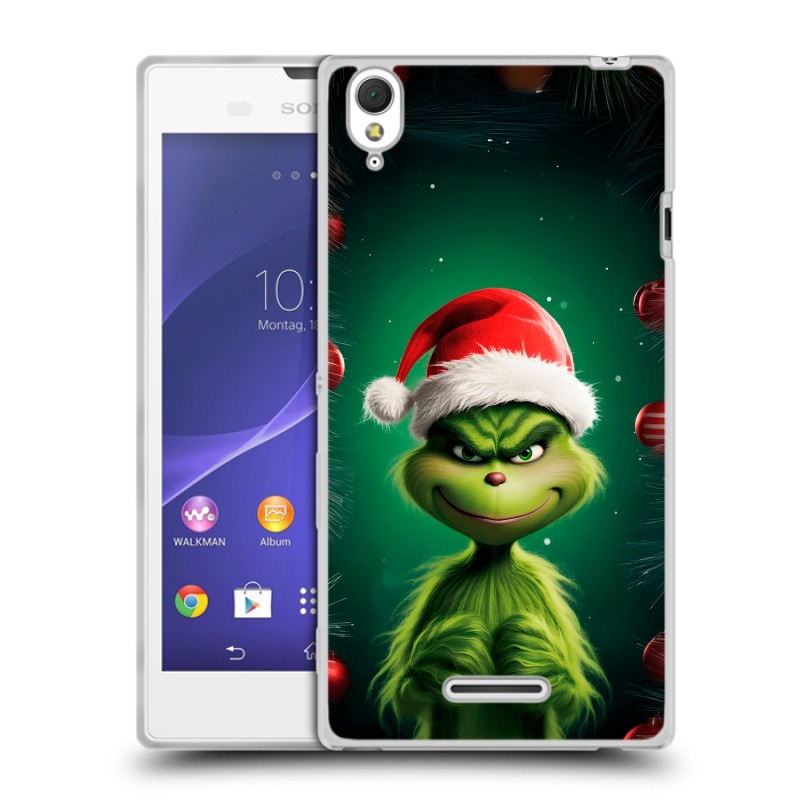 Силиконовый чехол на Sony Xperia T3 с принтом Гринч Новый год Рождество Силиконовый чехол на Sony Xperia T3 с принтом Гринч Новый год Рождество
