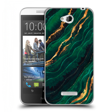 Силиконовый чехол на HTC Desire 616 с принтом Мрамор зеленое золото Силиконовый чехол на HTC Desire 616 с принтом Мрамор зеленое золото