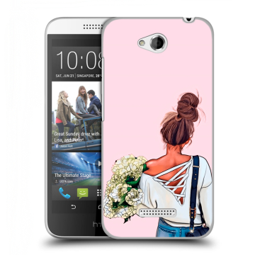 Силиконовый чехол на HTC Desire 616 с принтом Девушка и букет