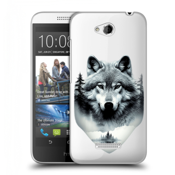 Силиконовый чехол на HTC Desire 616 с принтом Волк в лесу