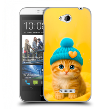 Силиконовый чехол на HTC Desire 616 с принтом Котенок в шапке