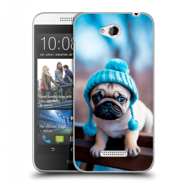 Силиконовый чехол на HTC Desire 616 с принтом Мопс в шапке Силиконовый чехол на HTC Desire 616 с принтом Мопс в шапке