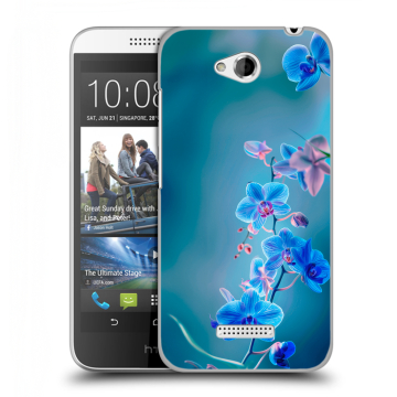 Силиконовый чехол на HTC Desire 616 с принтом Голубые цветы