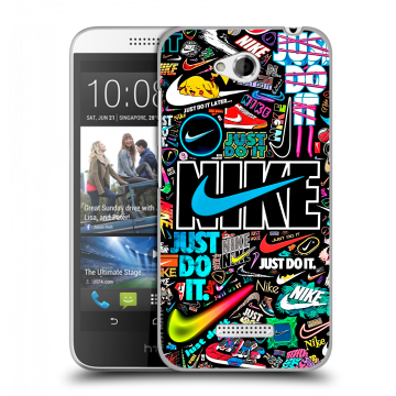 Силиконовый чехол на HTC Desire 616 с принтом найк nike черный Силиконовый чехол на HTC Desire 616 с принтом найк nike черный