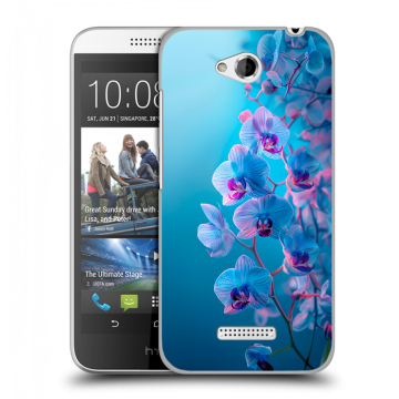 Силиконовый чехол на HTC Desire 616 с принтом голубые орхидеи