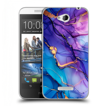 Силиконовый чехол на HTC Desire 616 с принтом синий мрамор