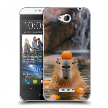 Силиконовый чехол на HTC Desire 616 с принтом Капибара с апельсином