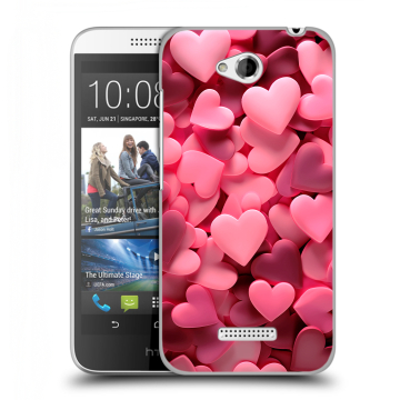 Силиконовый чехол на HTC Desire 616 с принтом розовые сердечки Силиконовый чехол на HTC Desire 616 с принтом розовые сердечки
