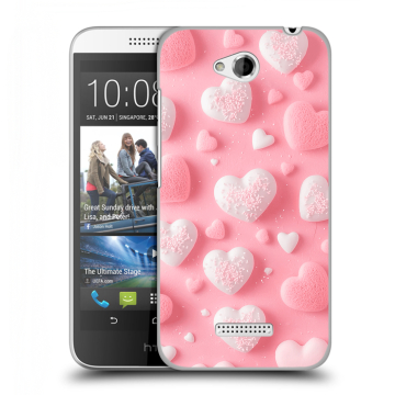 Силиконовый чехол на HTC Desire 616 с принтом Сердечки