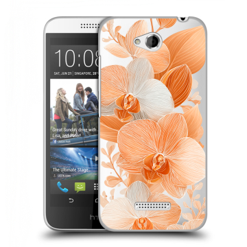 Силиконовый чехол на HTC Desire 616 с принтом Бежевые цветы Силиконовый чехол на HTC Desire 616 с принтом Бежевые цветы
