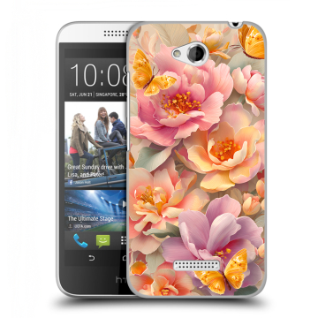 Силиконовый чехол на HTC Desire 616 с принтом Цветы и бабочки Силиконовый чехол на HTC Desire 616 с принтом Цветы и бабочки