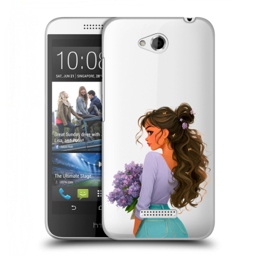 Силиконовый чехол на HTC Desire 616 с принтом девушка цветы