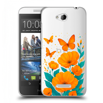 Силиконовый чехол на HTC Desire 616 с принтом цветы бабочки