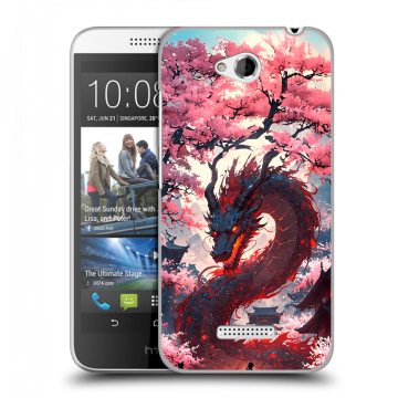Силиконовый чехол на HTC Desire 616 с принтом Дракон Японский
