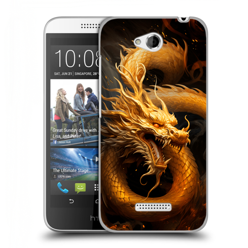 Силиконовый чехол на HTC Desire 616 с принтом Золотой дракон Силиконовый чехол на HTC Desire 616 с принтом Золотой дракон