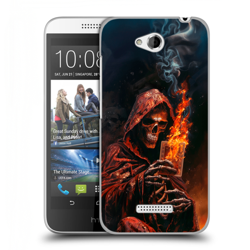 Силиконовый чехол на HTC Desire 616 с принтом Скелет и карты Силиконовый чехол на HTC Desire 616 с принтом Скелет и карты