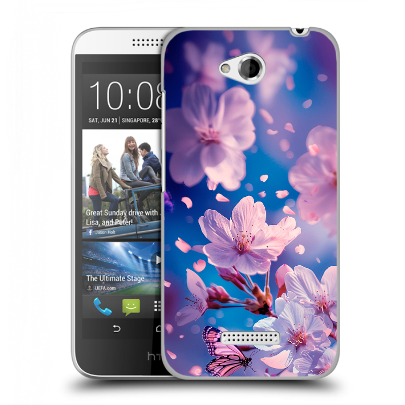 Пластиковый чехол на HTC Desire 616 с принтом цветы бабочки Пластиковый чехол на HTC Desire 616 с принтом цветы бабочки