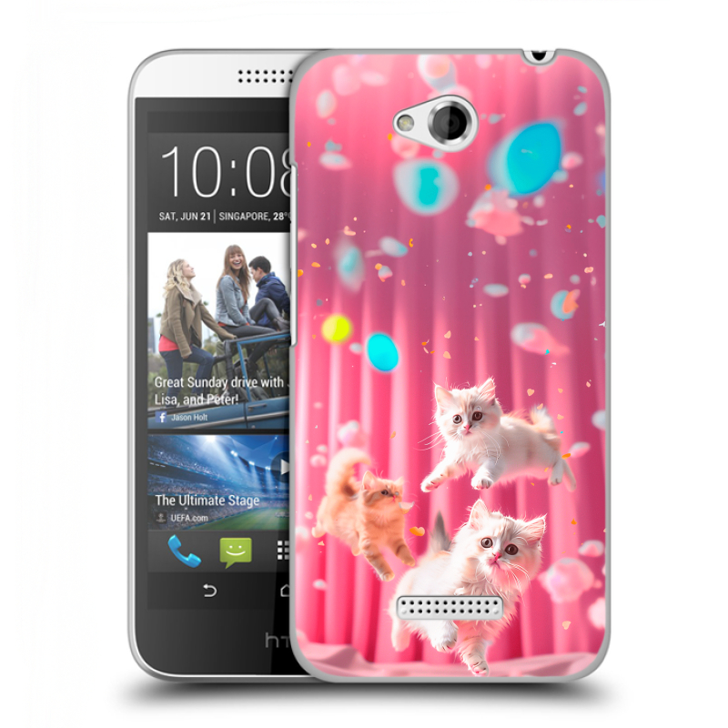 Пластиковый чехол на HTC Desire 616 с принтом милые котики Пластиковый чехол на HTC Desire 616 с принтом милые котики