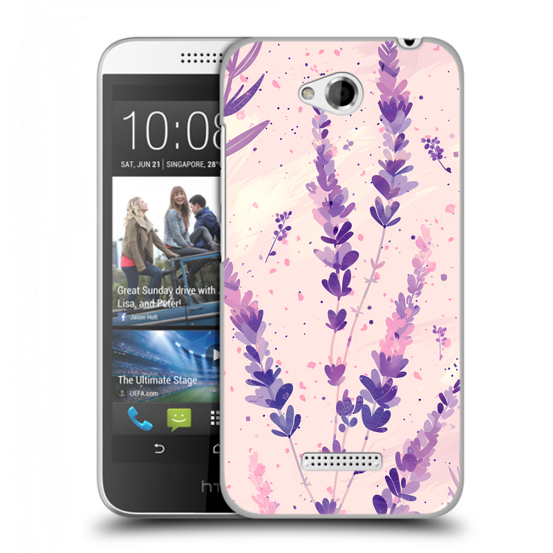 Пластиковый чехол на HTC Desire 616 с принтом цветы лаванда Пластиковый чехол на HTC Desire 616 с принтом цветы лаванда