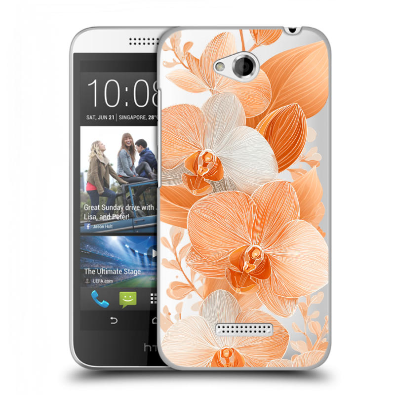 Силиконовый чехол на HTC Desire 616 с принтом Бежевые цветы Силиконовый чехол на HTC Desire 616 с принтом Бежевые цветы