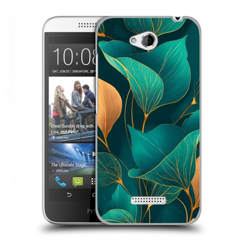 Силиконовый чехол на HTC Desire 616 с принтом Листья и золото Силиконовый чехол на HTC Desire 616 с принтом Листья и золото