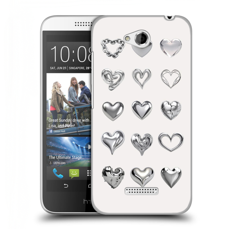 Пластиковый чехол на HTC Desire 616 с принтом Y2K сердечки Пластиковый чехол на HTC Desire 616 с принтом Y2K сердечки