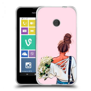 Пластиковый чехол на Nokia Lumia 530 с принтом Девушка и букет