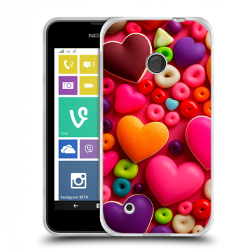 Пластиковый чехол на Nokia Lumia 530 с принтом Сердечки