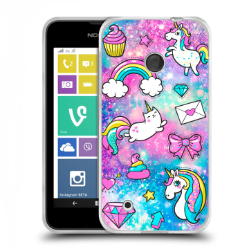 Пластиковый чехол на Nokia Lumia 530 с принтом Единороги
