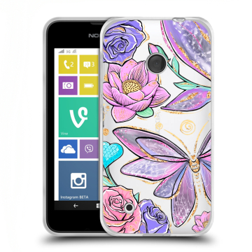 Пластиковый чехол на Nokia Lumia 530 с принтом Бабочки и цветы Пластиковый чехол на Nokia Lumia 530 с принтом Бабочки и цветы