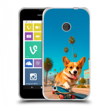 Пластиковый чехол на Nokia Lumia 530 с принтом Корги на скейте