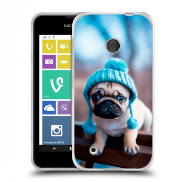 Пластиковый чехол на Nokia Lumia 530 с принтом Мопс в шапке Пластиковый чехол на Nokia Lumia 530 с принтом Мопс в шапке