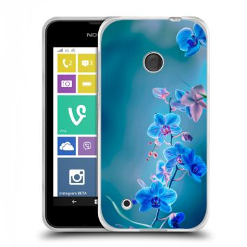 Пластиковый чехол на Nokia Lumia 530 с принтом Голубые цветы
