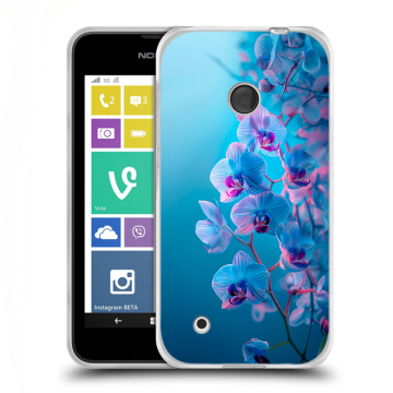 Пластиковый чехол на Nokia Lumia 530 с принтом голубые орхидеи Пластиковый чехол на Nokia Lumia 530 с принтом голубые орхидеи