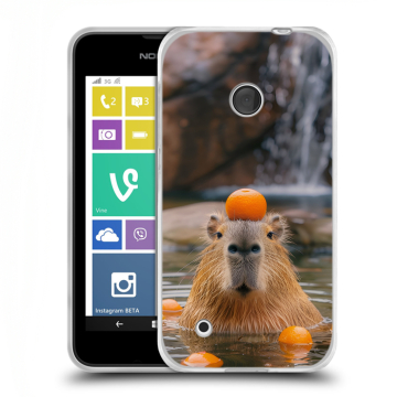 Пластиковый чехол на Nokia Lumia 530 с принтом Капибара с апельсином Пластиковый чехол на Nokia Lumia 530 с принтом Капибара с апельсином