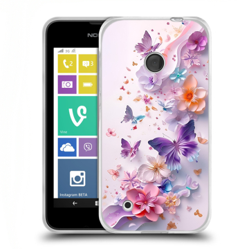 Пластиковый чехол на Nokia Lumia 530 с принтом цветы бабочки