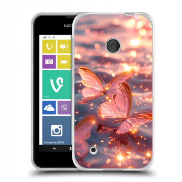 Пластиковый чехол на Nokia Lumia 530 с принтом бабочки розовые