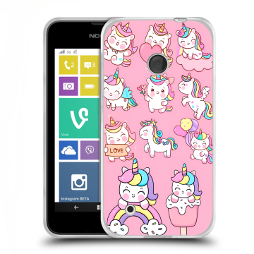 Пластиковый чехол на Nokia Lumia 530 с принтом Единороги и радуга Пластиковый чехол на Nokia Lumia 530 с принтом Единороги и радуга