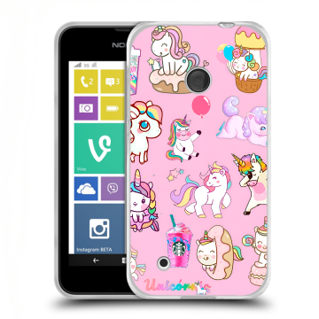 Пластиковый чехол на Nokia Lumia 530 с принтом розовые единороги